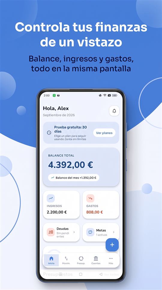 Zenta — pantalla de inicio